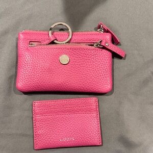 Lodi’s Pink Pebbled Wallet and Card Holder Set